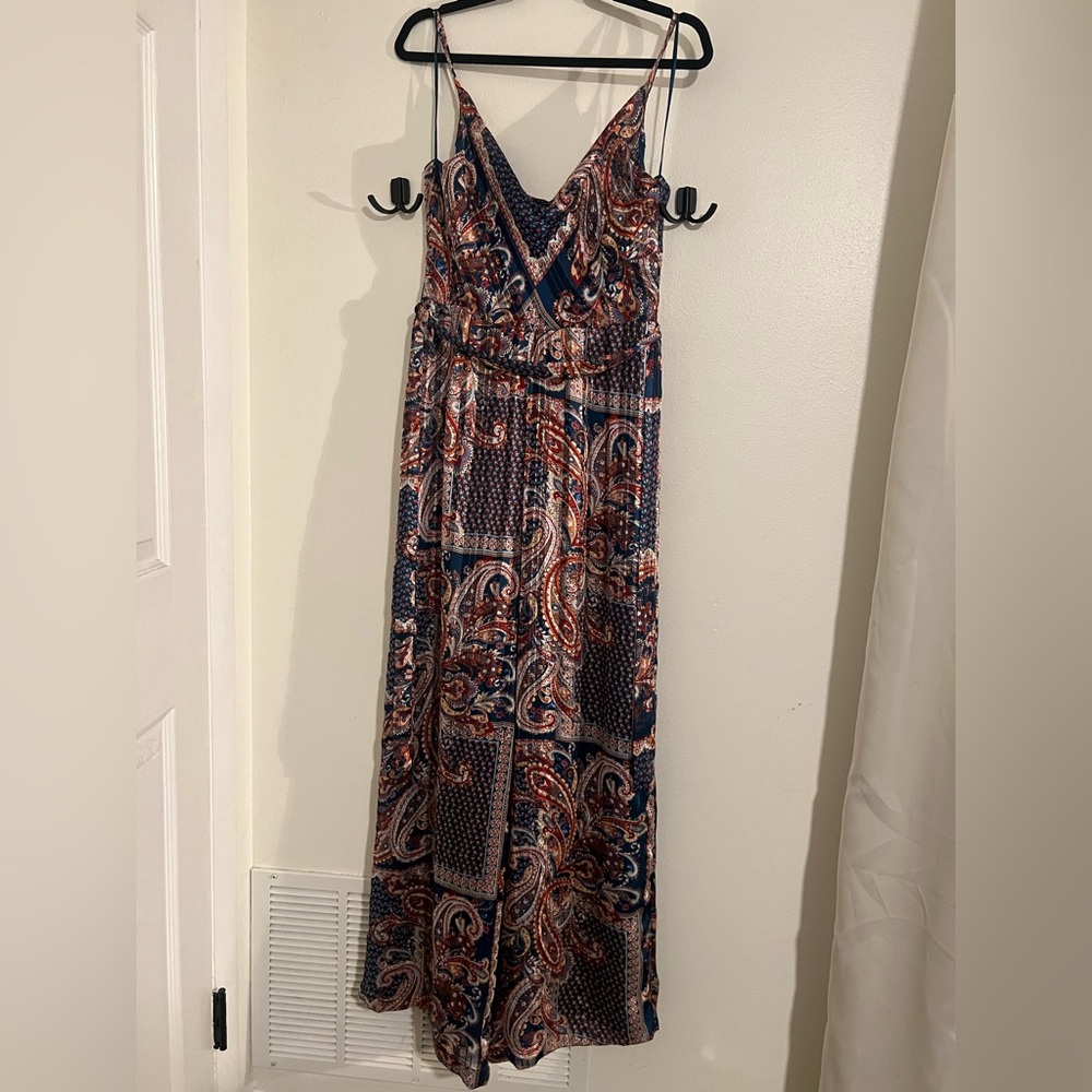 Boho Blue Navy and Rust Paisley Jumpsuit